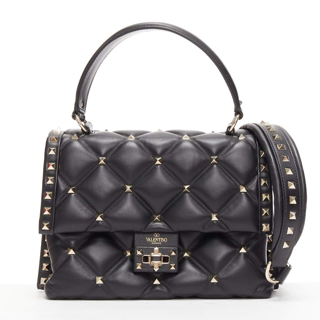 Valentino Garavani Candystud Black Leather Good condition - Front View