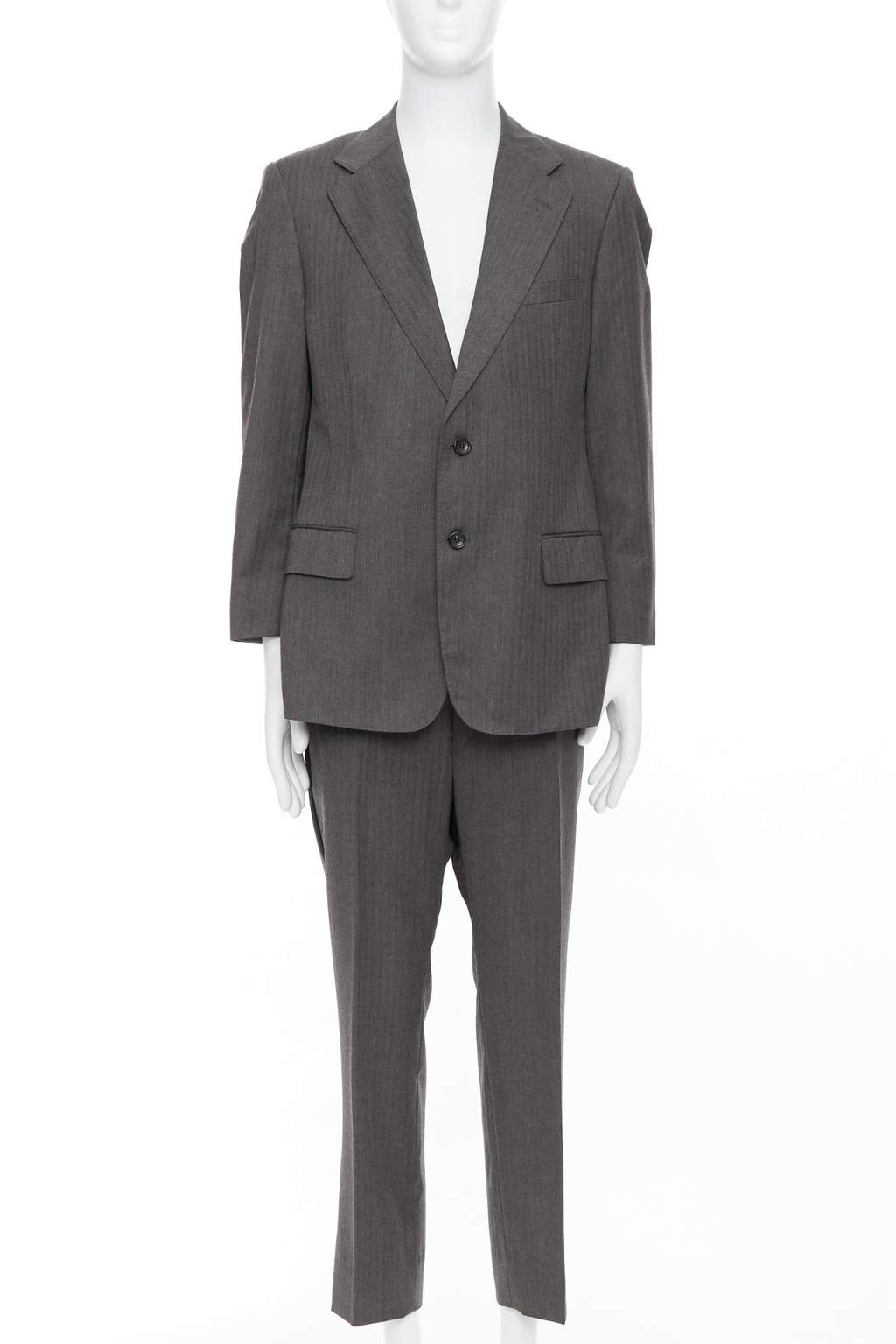 Gucci Grey Cropped Sleeve Suit Grey Wool Very good - Front View
