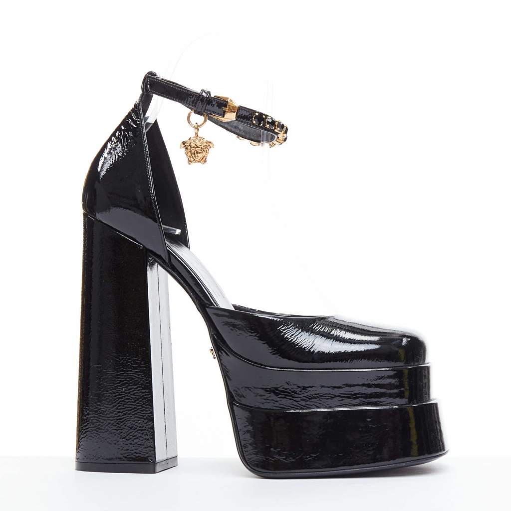 Versace Aevitas Patent Platform Black Never worn - Front View