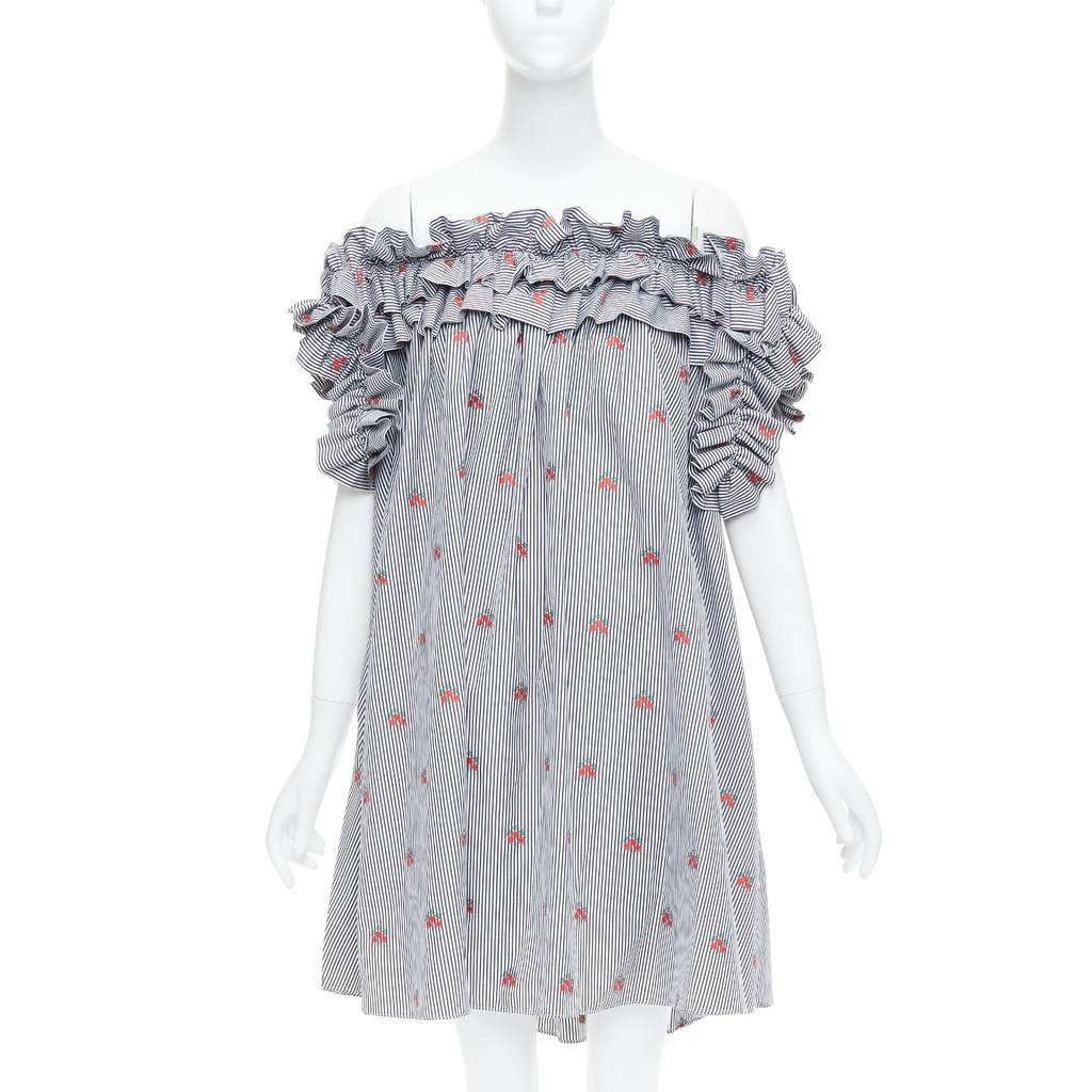 Alexander McQueen Pinstripe Tent Dress Navy Cotton Never worn, with tag - Front View