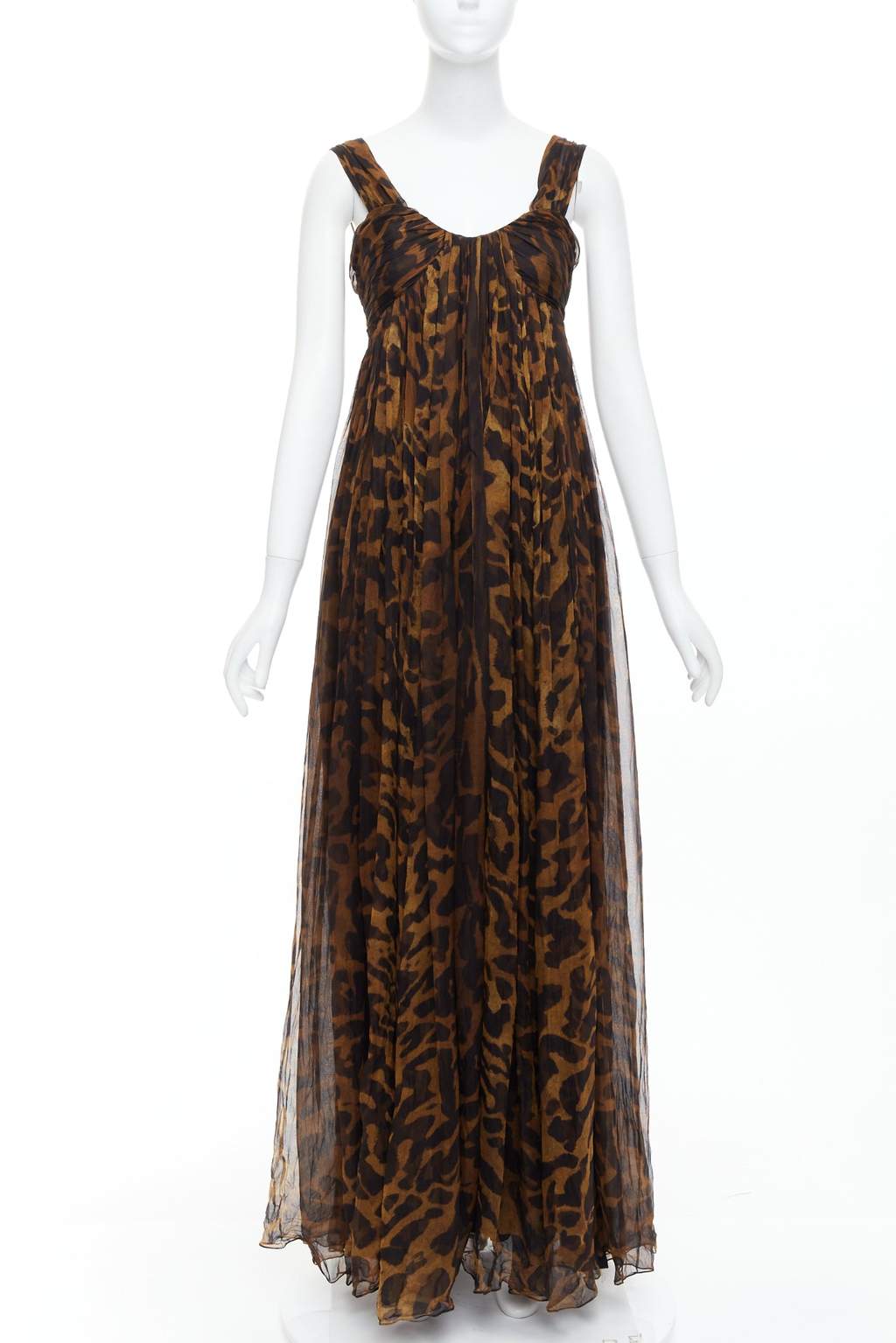 Alexander McQueen Leopard Corset Gown Brown Silk Very good condition - Front View