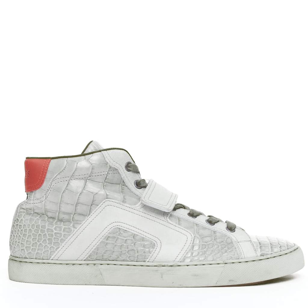 Hermès Croc High Tops Grey Leather Fair - Front View