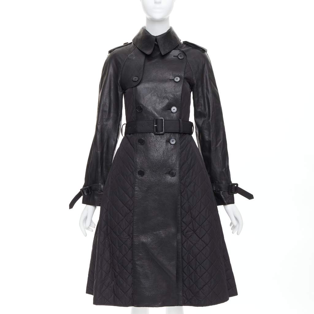 Jean Paul Gaultier Quilted Trench Coat Black Good - Front View