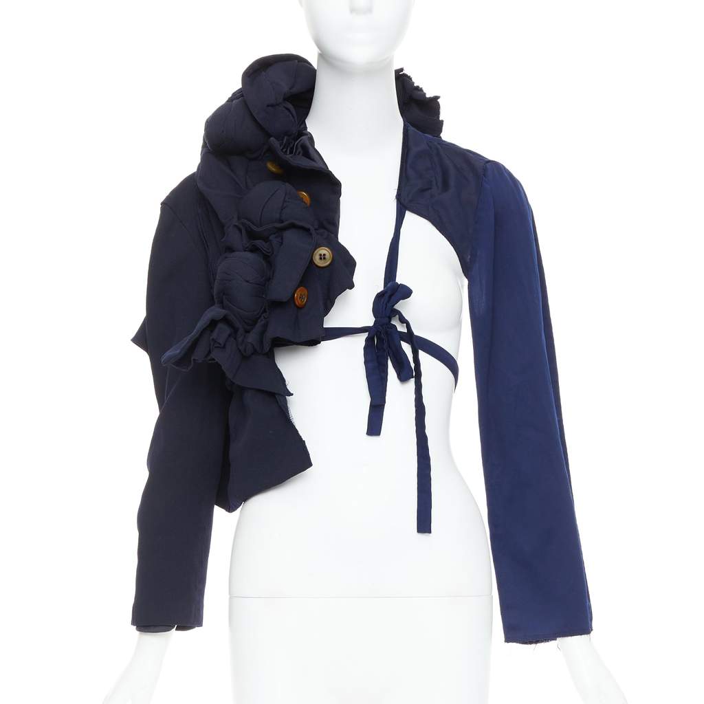 Comme Des Garcons Knot Tie Jacket Navy Polyester Good - Front View