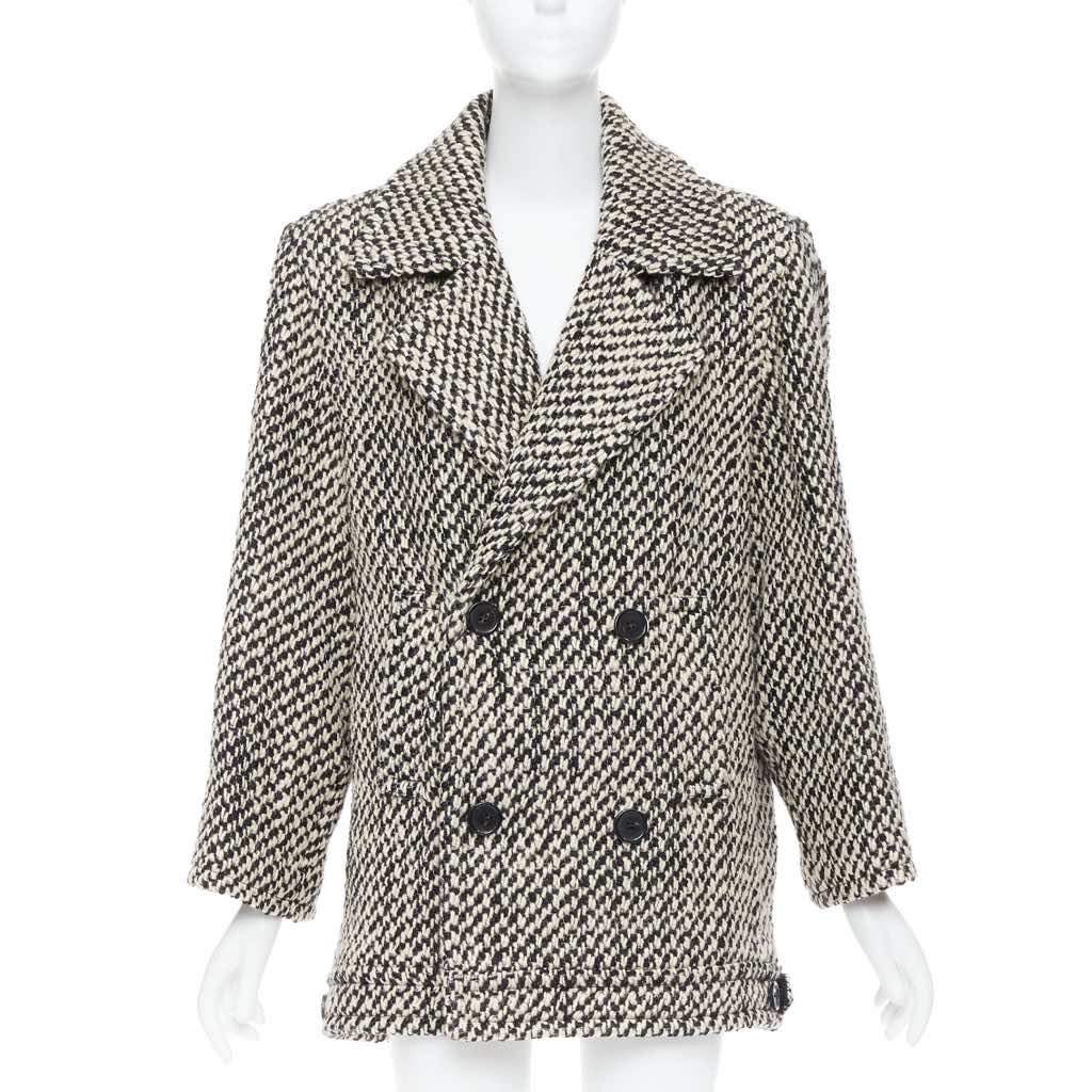 Saint Laurent Grey Oversized Coat Black Wool Never worn, with tag - Front View