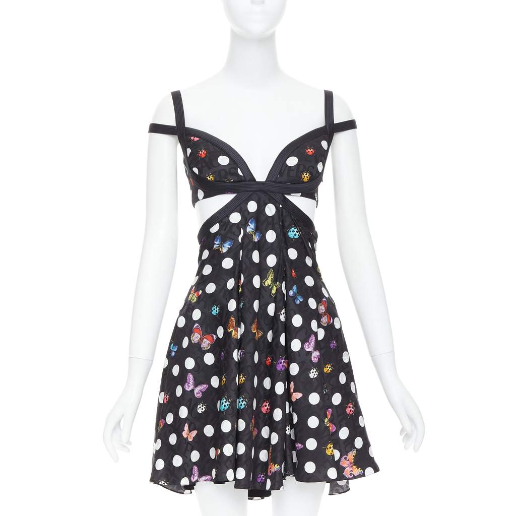 Versace Butterfly Harness Dress Black Viscose Very good condition - Front View
