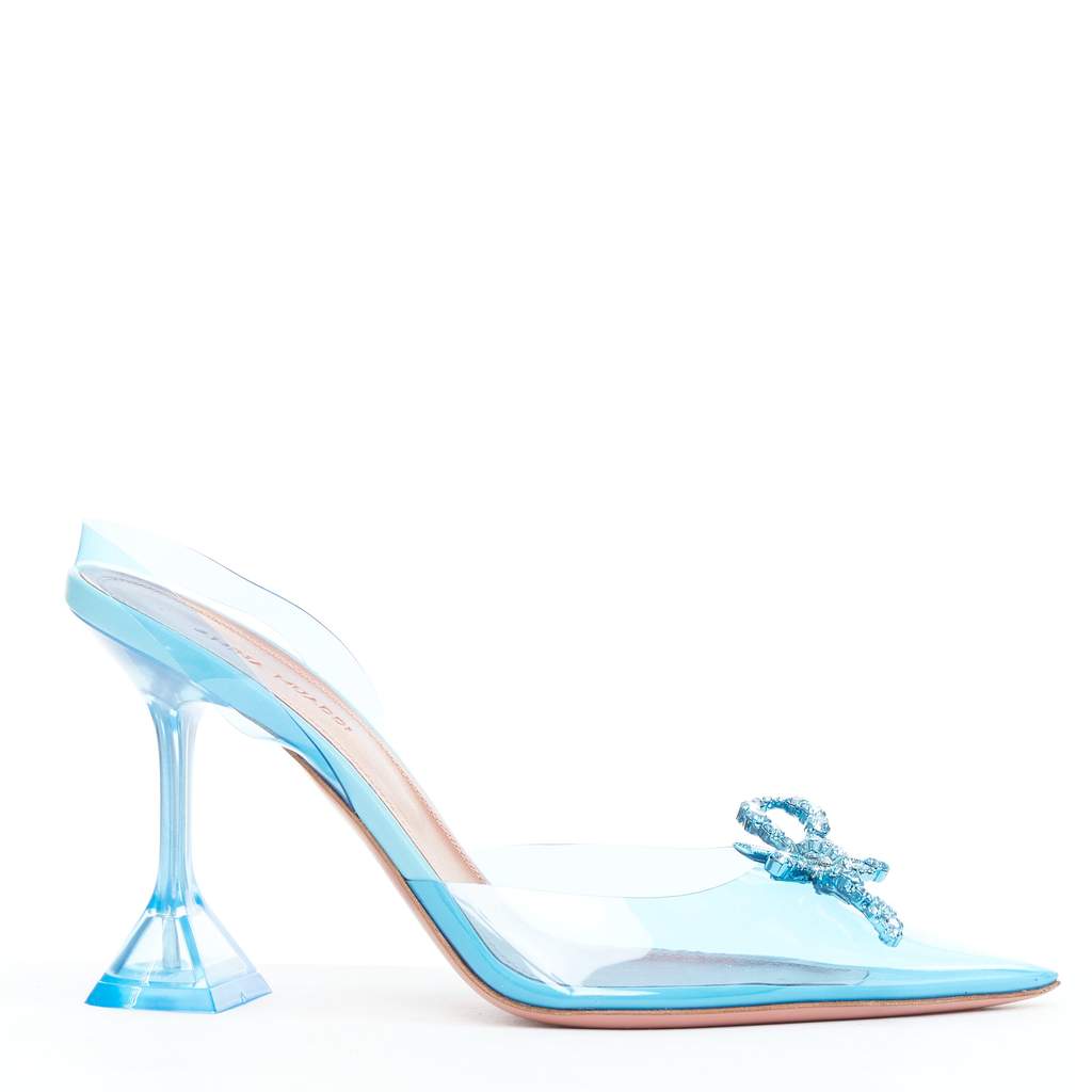 Amina Muaddi Rosie Glass 95 Blue Plastic Very good - Front View