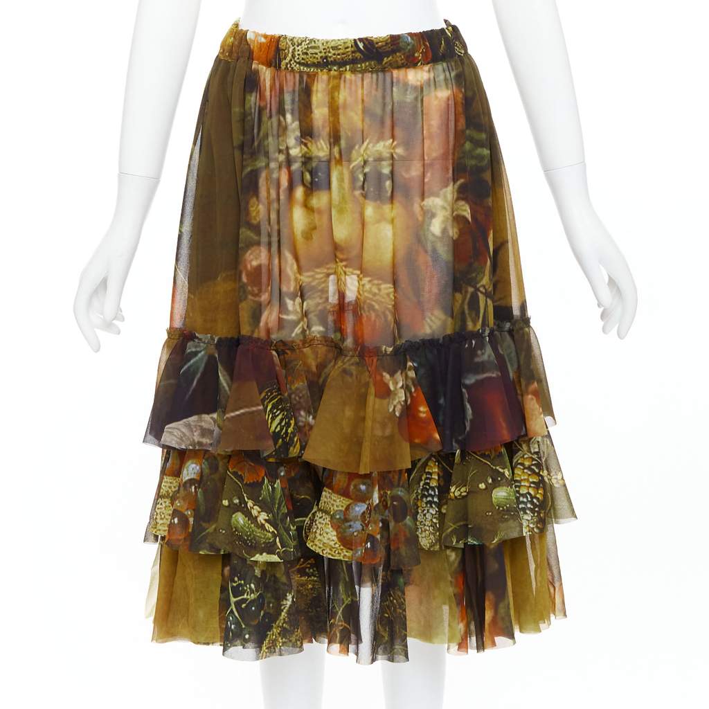 Comme Des Garcons Face Print Skirt Brown Polyester Very good condition - Front View