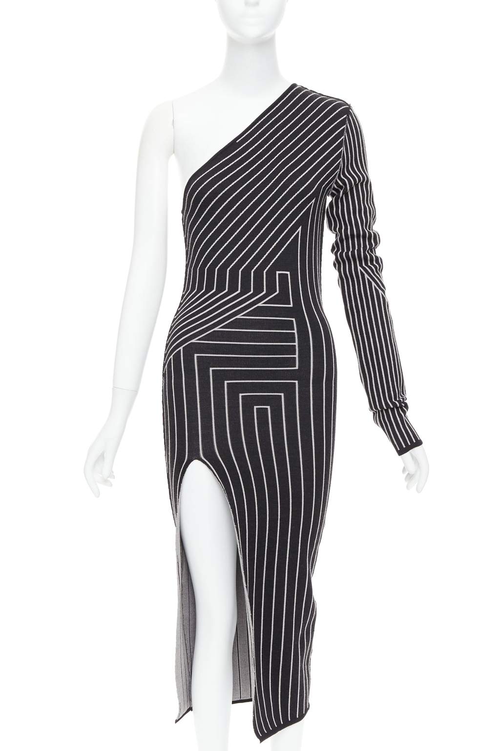Rick Owens Geometric Slit Dress Grey Wool Never worn - Front View