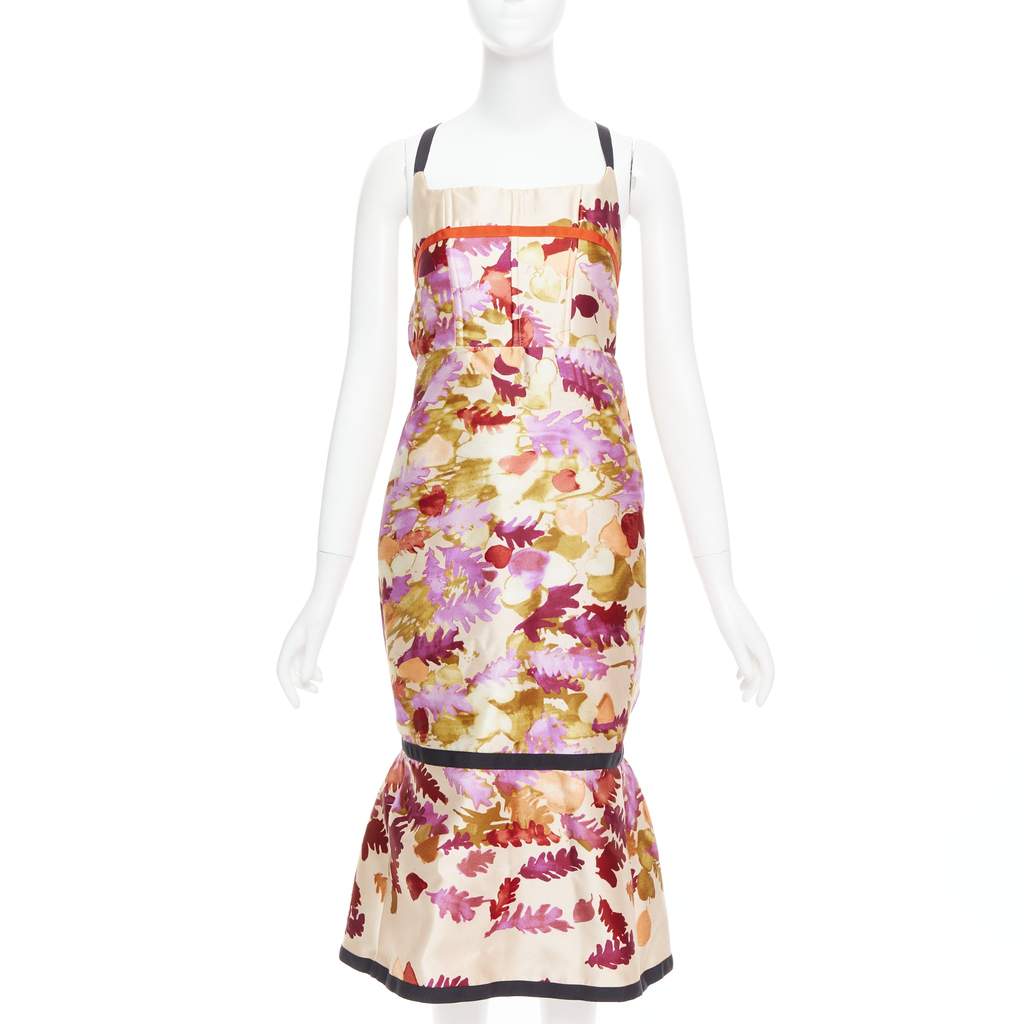 Prada Floral Bondage Dress MultiColor Wool Very good - Front View