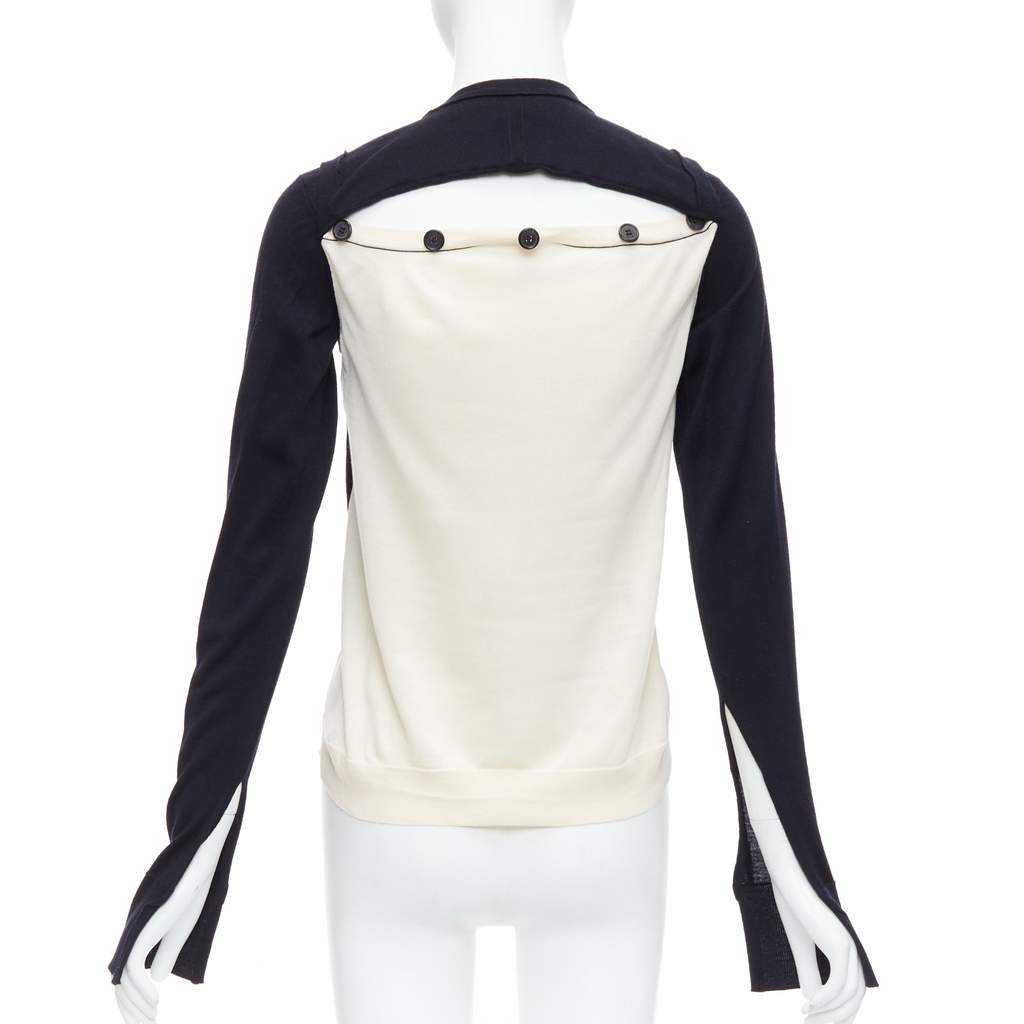 Celine Panelled Button Sweater Black Silk Fair - Front View