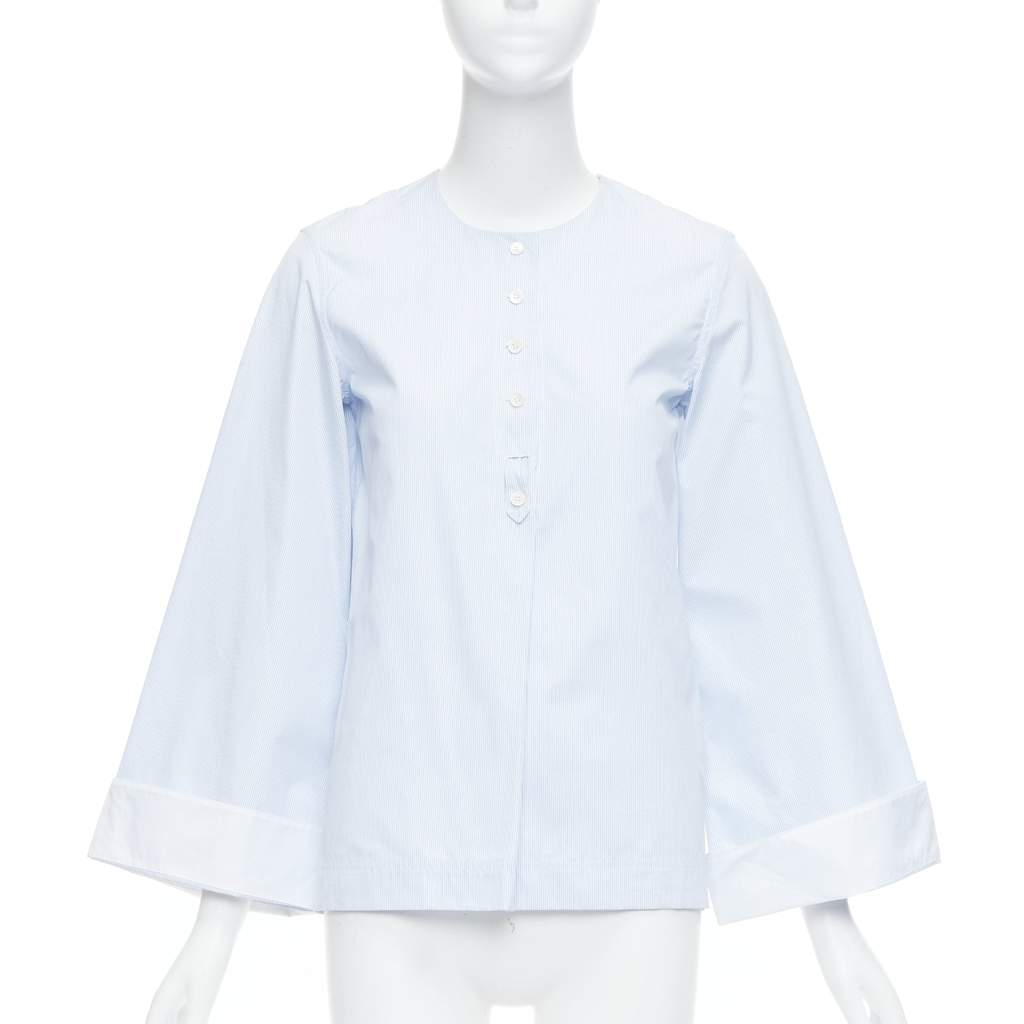 Celine Pinstripe Cuff Shirt White Cotton Never worn - Front View