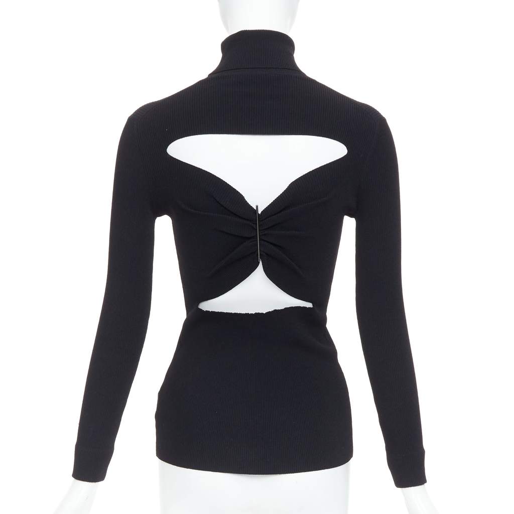 Jil Sander Ruched Turtleneck Top Black Viscose Very good - Front View