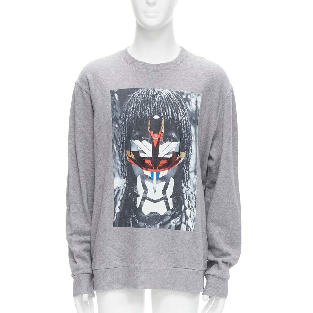 Givenchy Tribal Graphic Sweater Grey Cotton Never worn - Front View