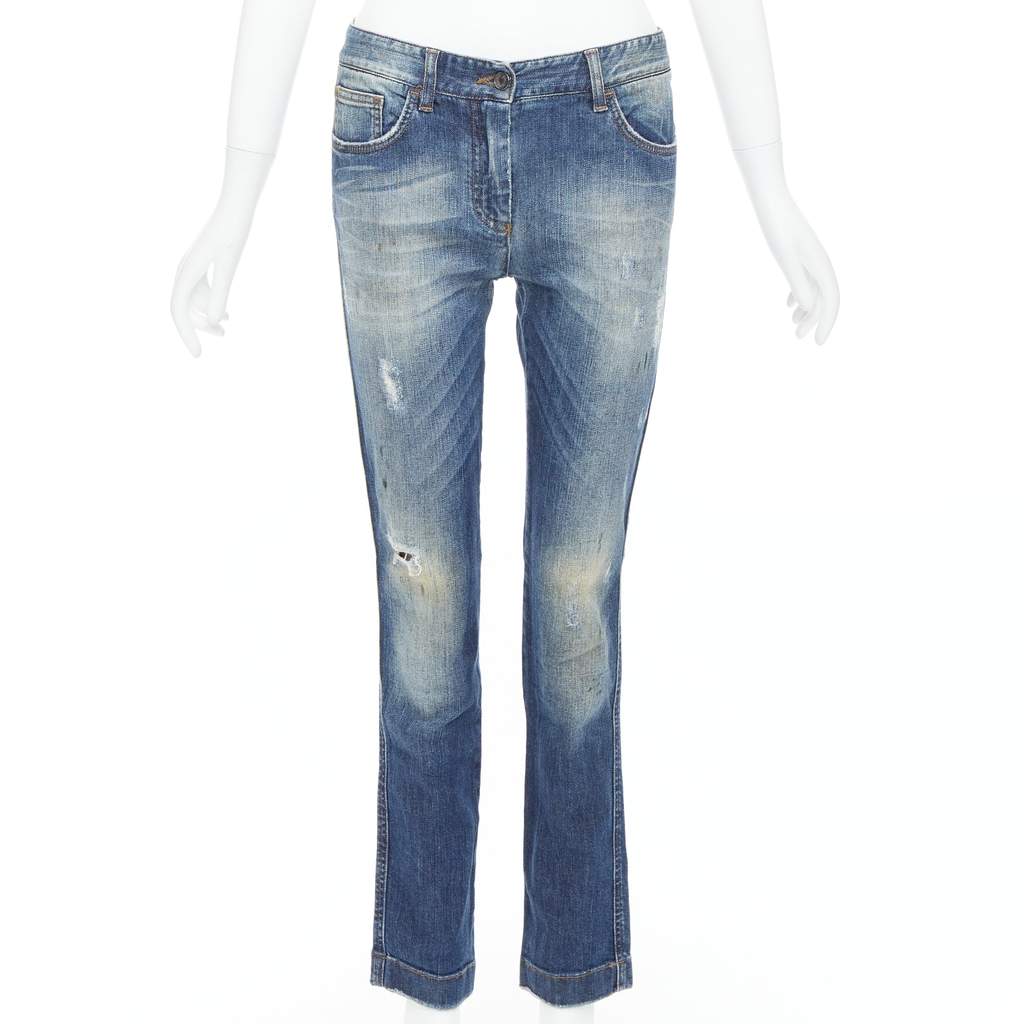 Dolce & Gabbana Blue Distressed Jeans Blue Very good - Front View