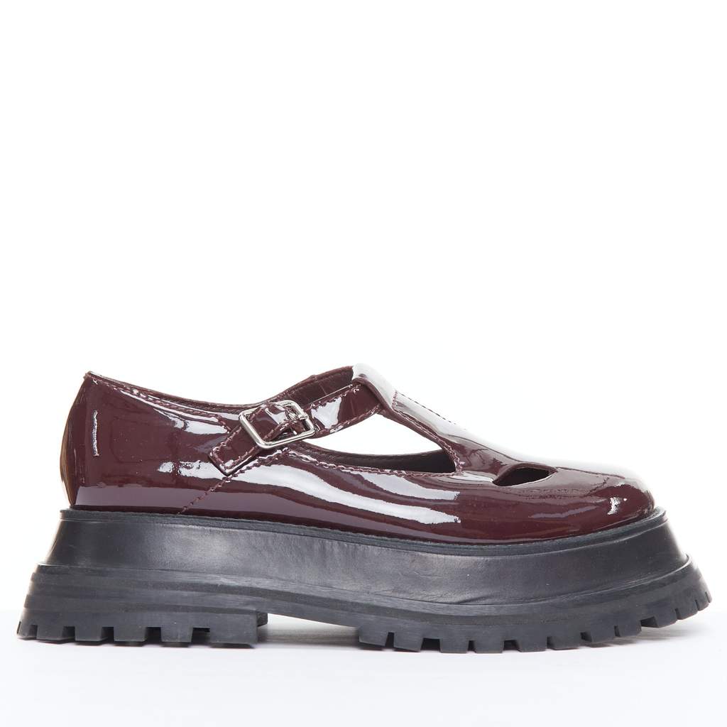 Burberry Star Maryjane Shoes Burgundy Good - Front View