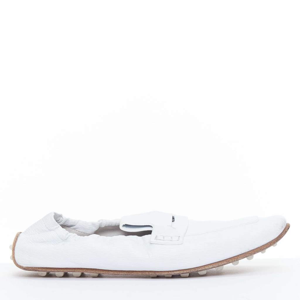 Hermès Echo Mocassins White Leather Fair condition - Front View