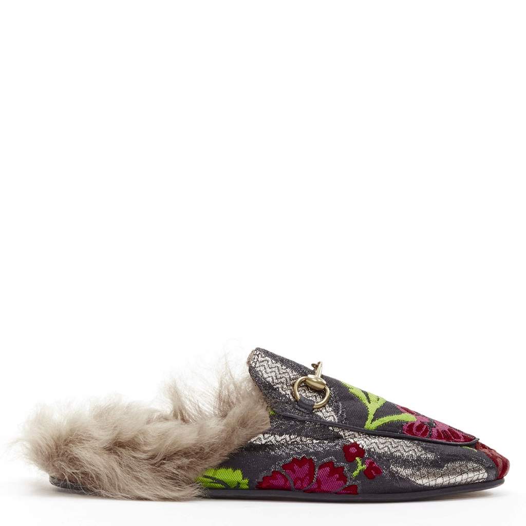 Gucci Floral Fur Loafers MultiColor Never worn - Front View