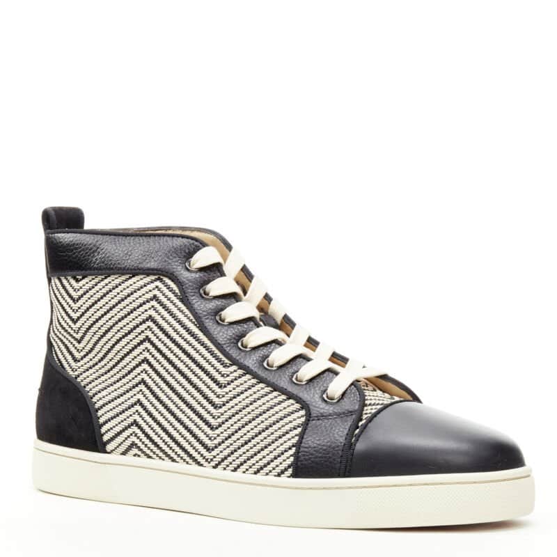 Christian Louboutin Chevron High Tops Black Leather Never worn - Front View