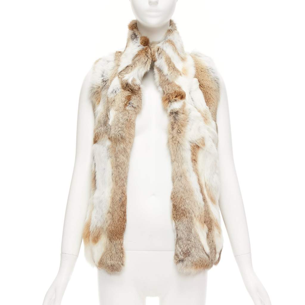 Unsigned Brown Patchwork Vest Brown Fur Very good - Front View