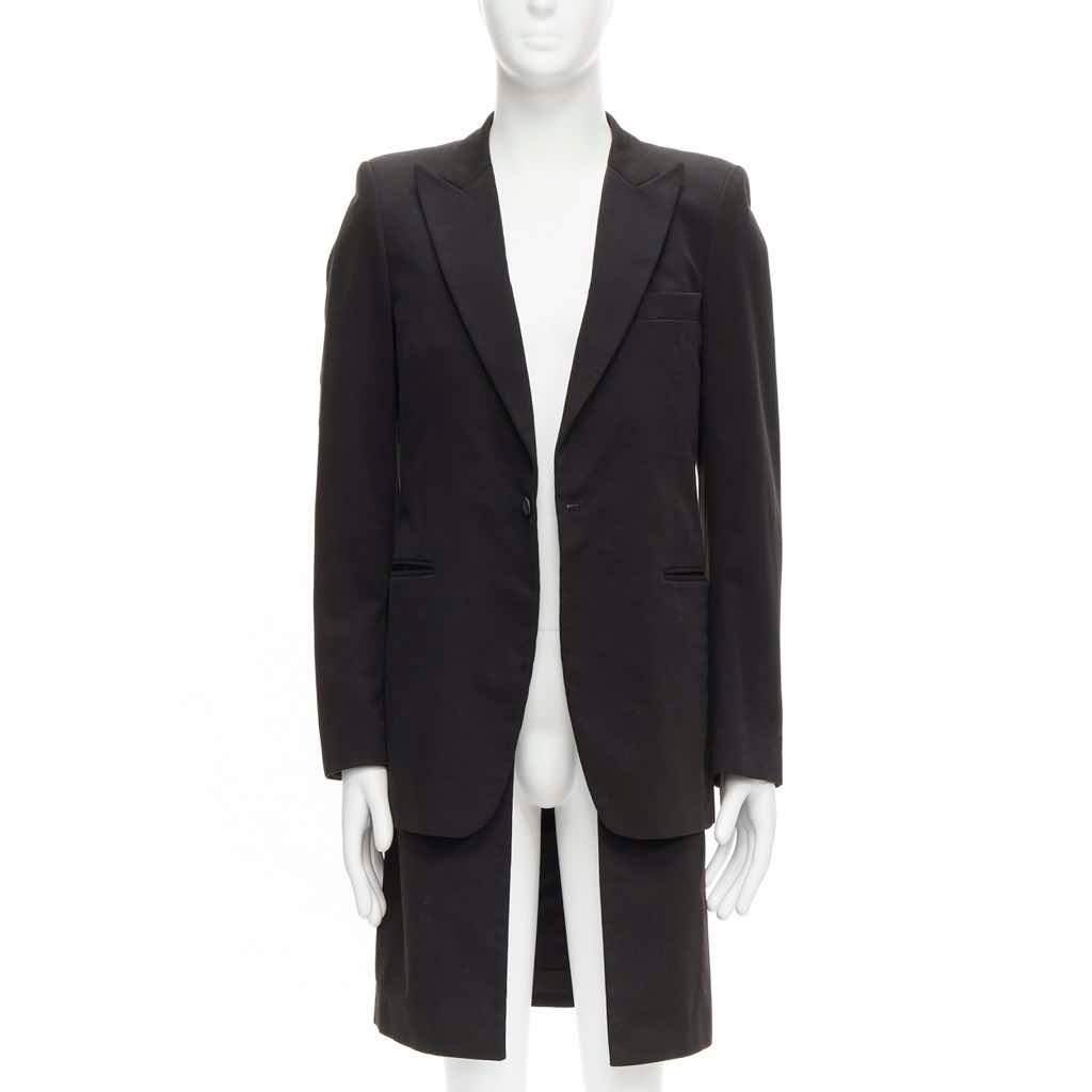 Raf Simons Black Layered Long Coat Black Cotton Very good - Front View
