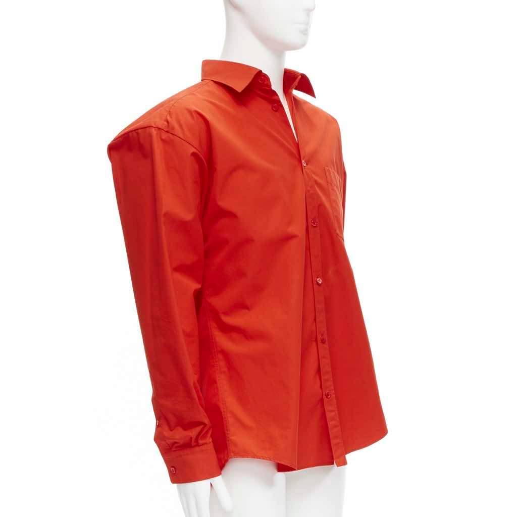 Balenciaga Swing Collar Shirt Red Cotton Good - Front View