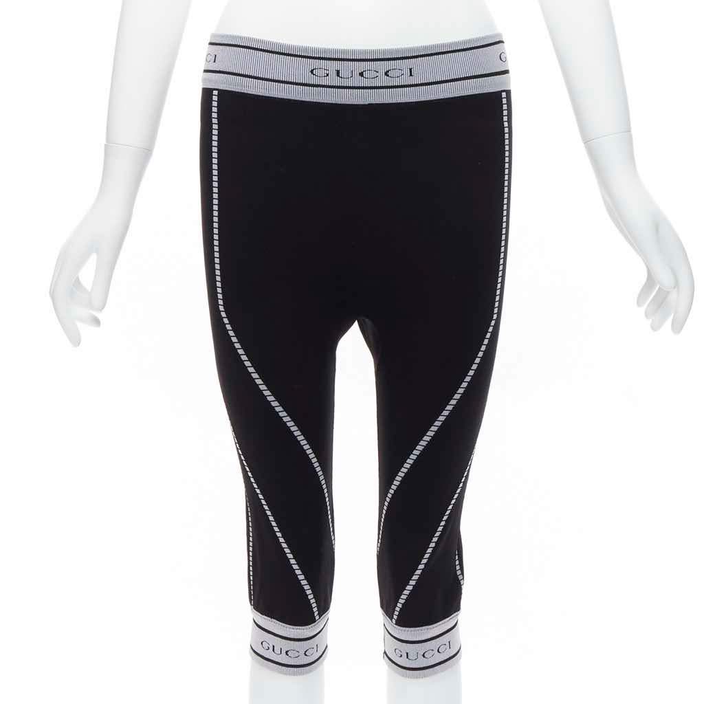 Gucci Ribbed Biker Leggings Black Very good - Front View