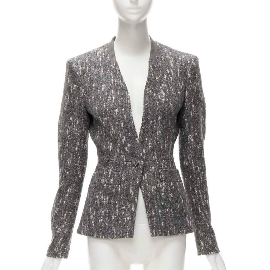 Balenciaga Speckled Fitted Blazer Grey Very good - Front View