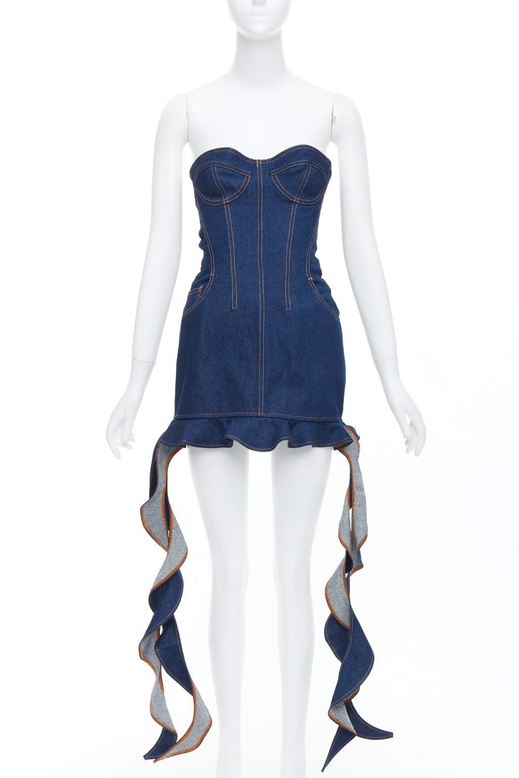 David Koma Corset Denim Dress Blue Cotton Never worn - Front View
