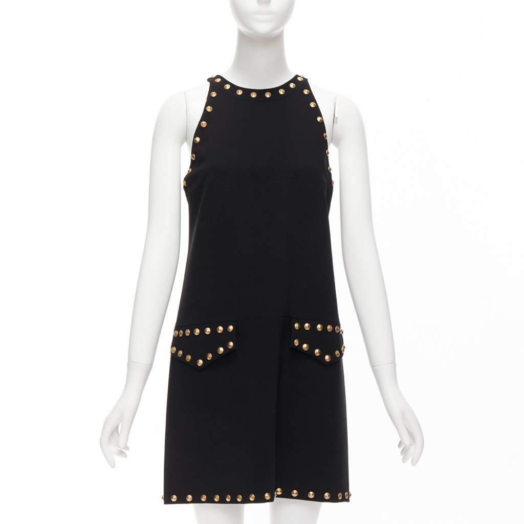 Moschino Studded Sleeveless Dress Black Very good - Front View