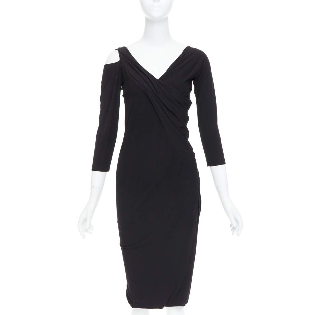 Donna Karan Cold Shoulder Dress Black Viscose Very good condition - Front View