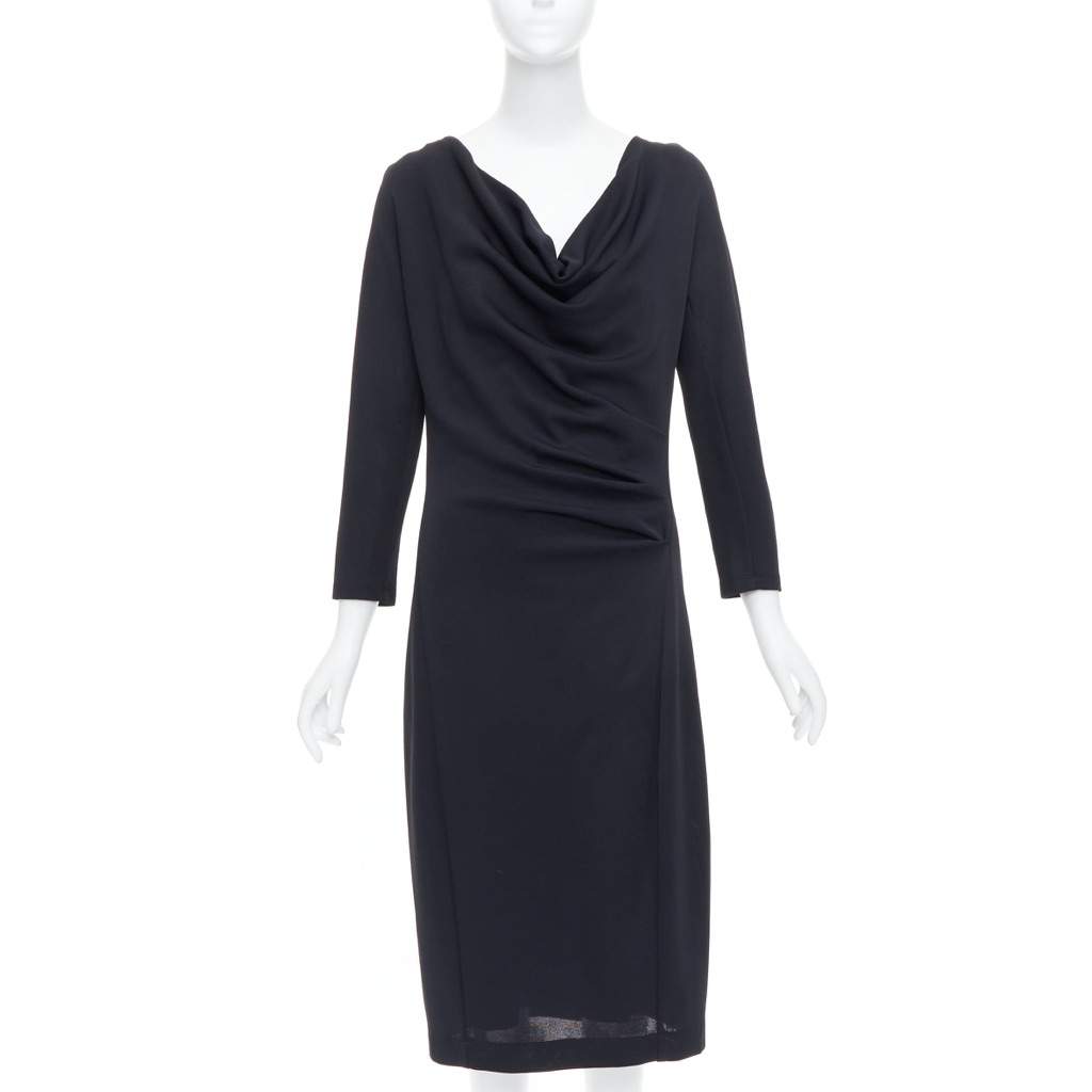 Donna Karan Cowl Neck Dress Black Viscose Very good condition - Front View