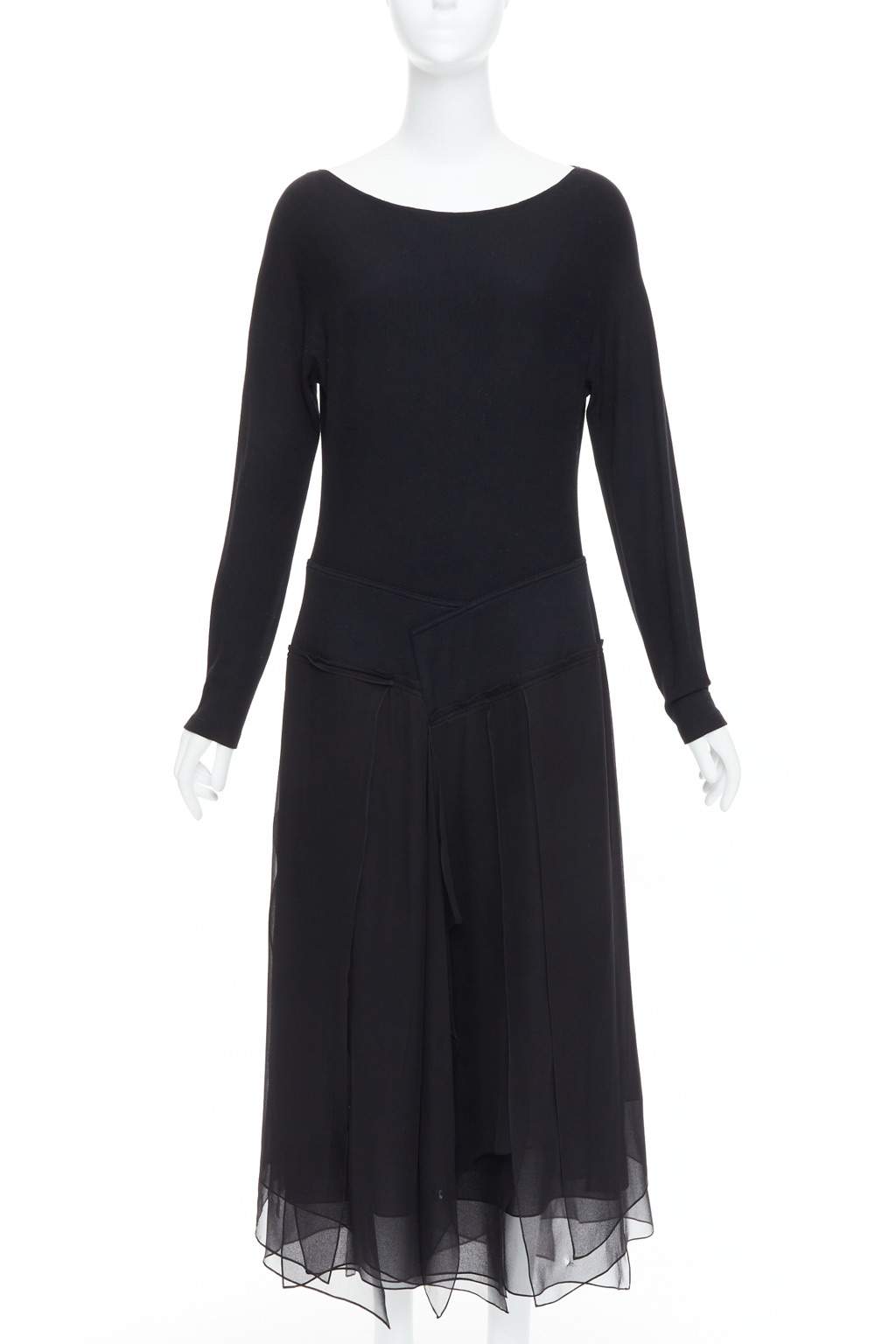 Donna Karan Boxy Midi Dress Black Viscose Very good - Front View