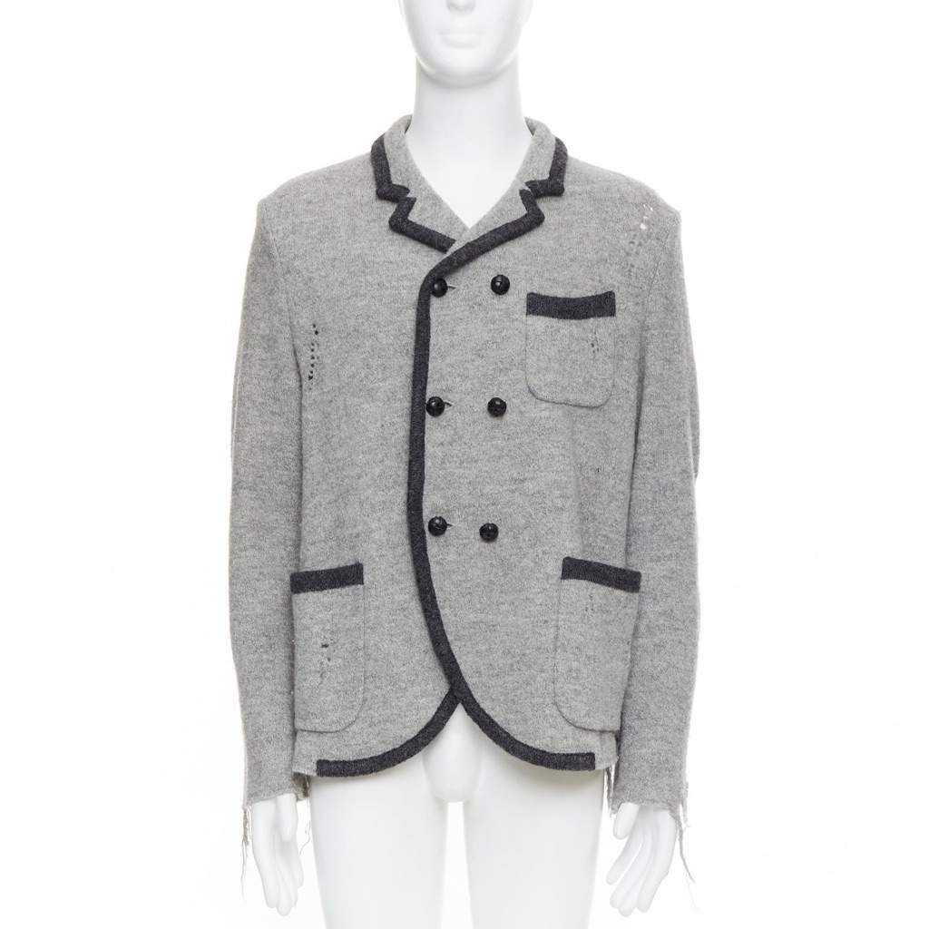 Miharayasuhiro Grey Grunge Nautical Blazer Grey Wool Very good condition - Front View