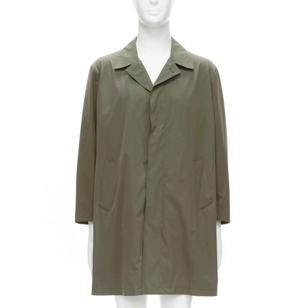 Loro Piana Green Longline Jacket Khaki Polyamide Good - Front View