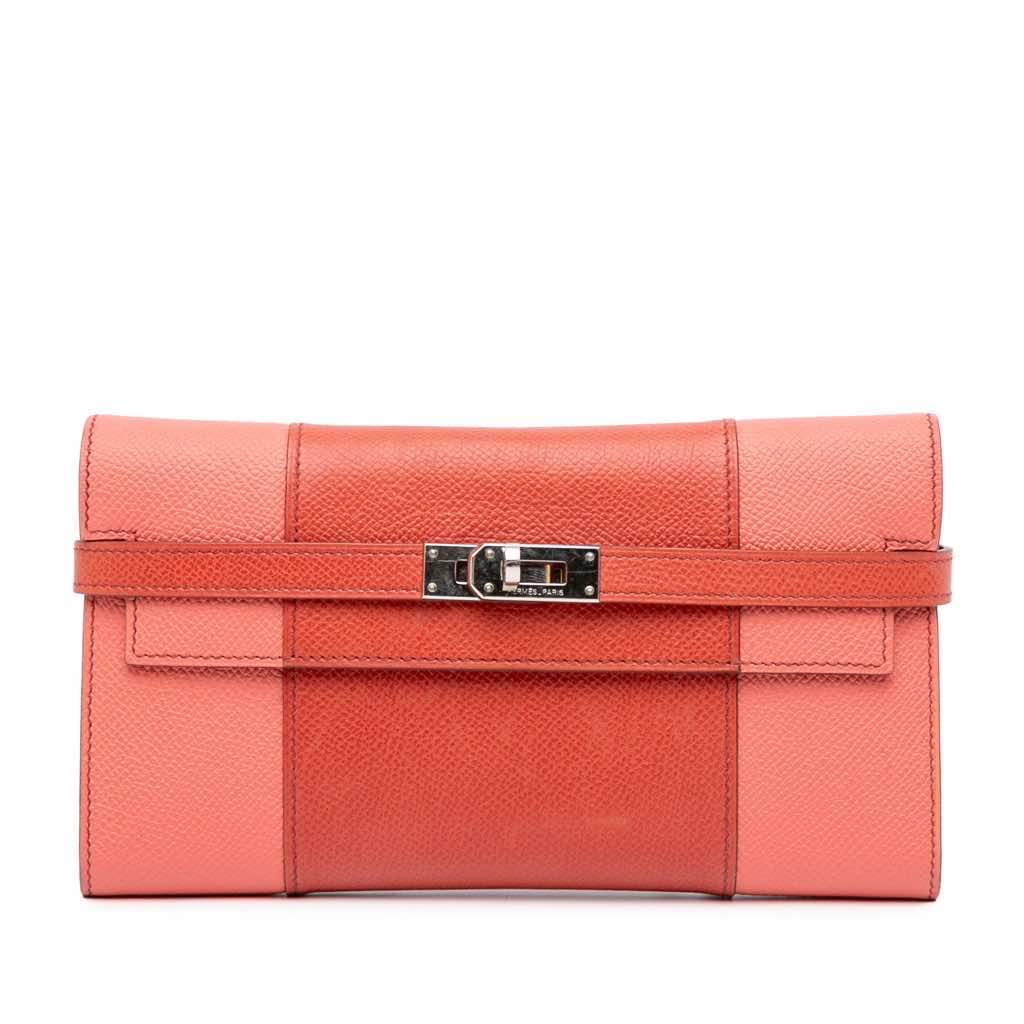 Hermès Epsom Flag Kelly Longue Wallet Orange Leather Good condition - Front View