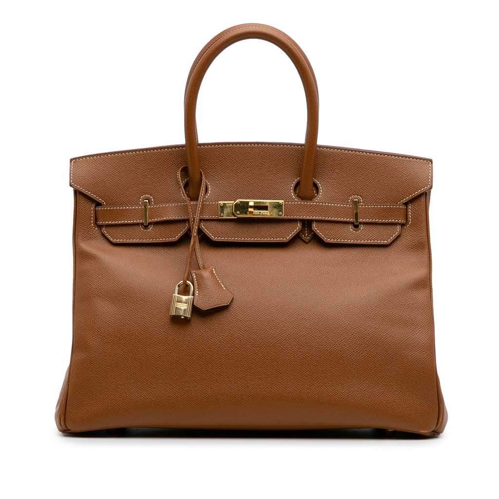 Hermès Courchevel Birkin Retourne 35 Brown Leather Good condition - Front View