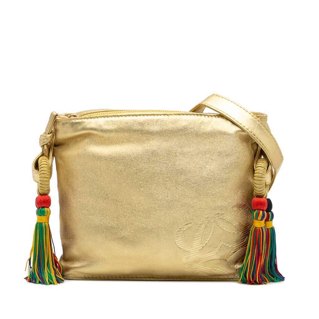 Loewe Nappa Flamenco Tassel Crossbody Gold Leather Good - Front View