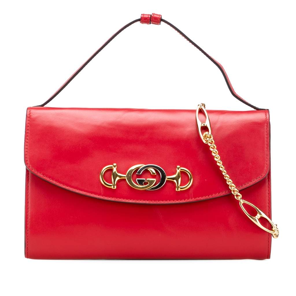 Gucci Small Leather Zumi Satchel Red Leather Very good - Front View