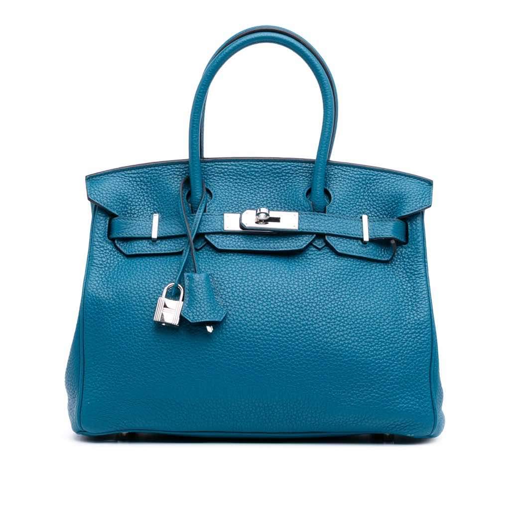 Hermès Togo Birkin Retourne 30 Blue Leather Good condition - Front View