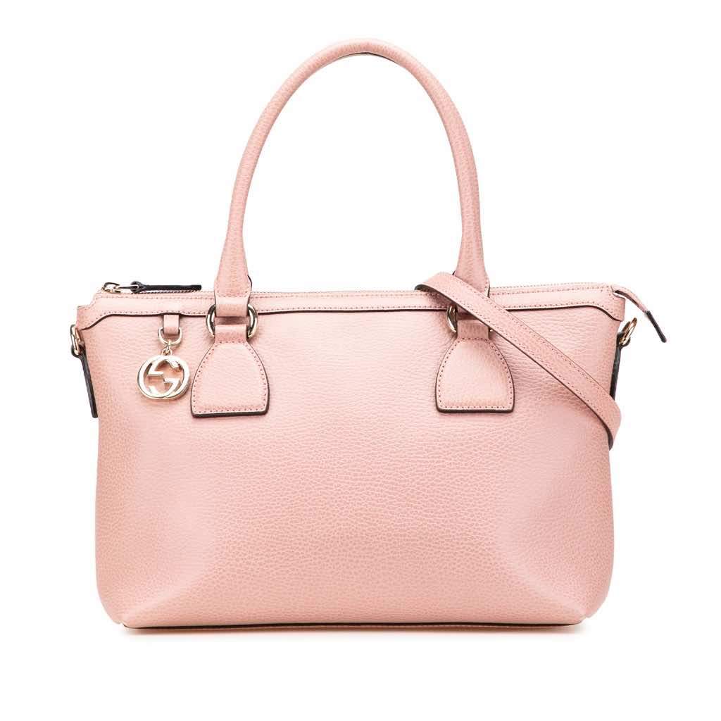 Gucci Dollar Calfskin GG Charm Satchel Pink Leather Very good condition - Front View