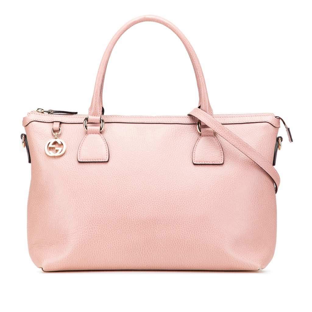 Gucci Dollar Calfskin GG Charm Satchel Pink Leather Very good - Front View