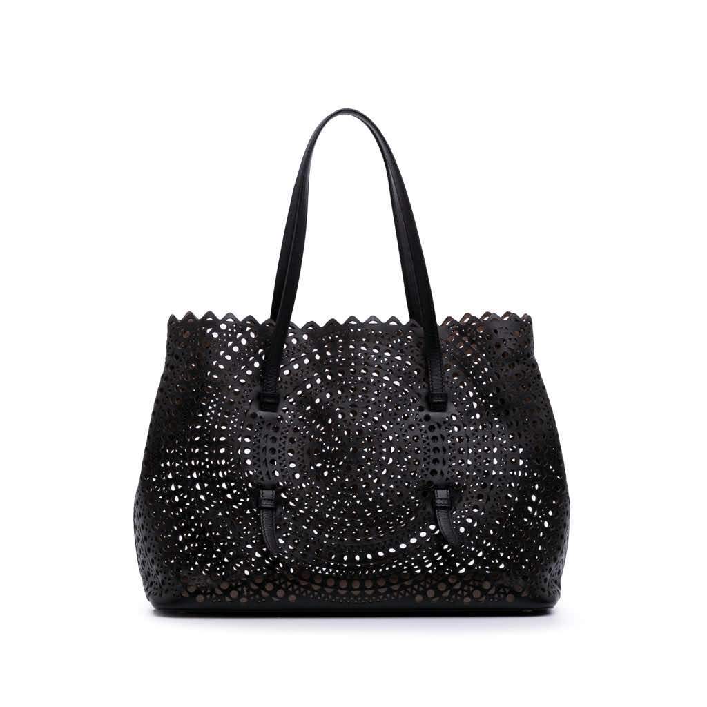 Alaïa Vienne Calfskin Laser Cut Mina 32 Black Leather Good condition - Front View