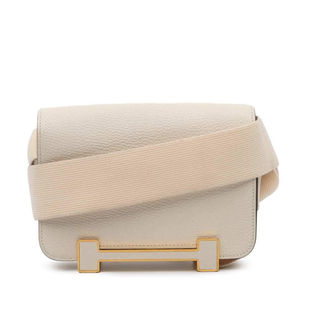 Hermès Chevre Mysore Geta White Leather Good condition - Front View