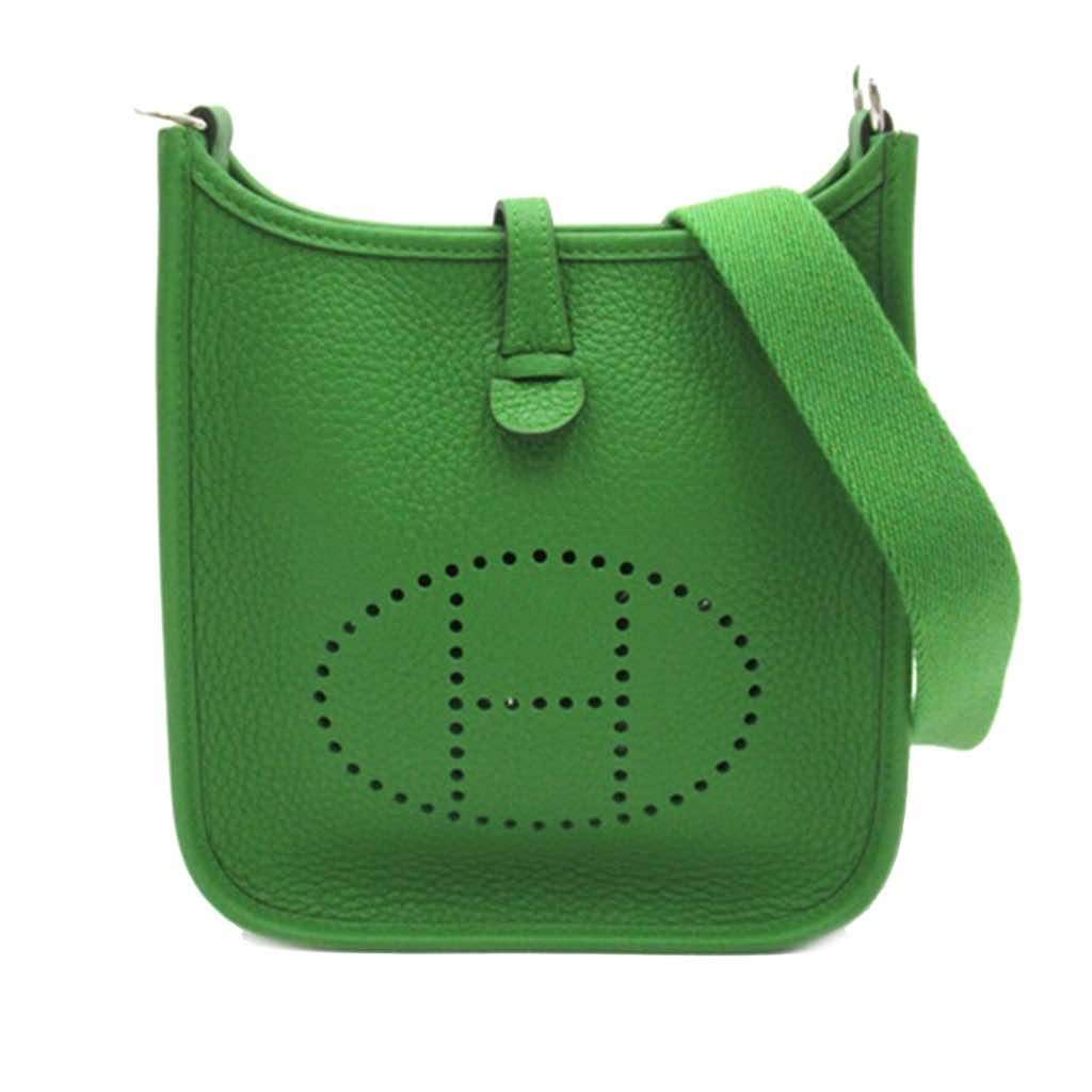 Hermès Clemence Evelyne TPM Green Leather Very good condition - Front View