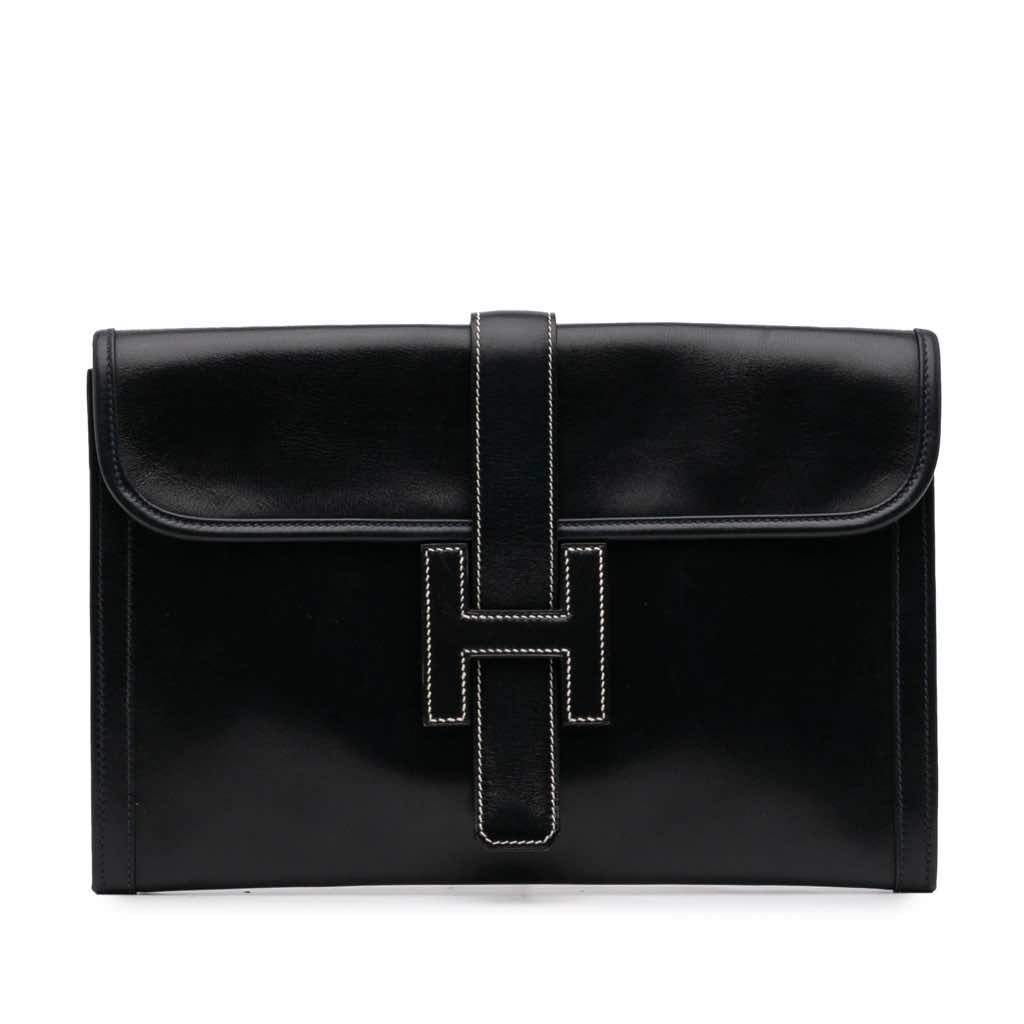 Hermès Box Calf Jige 29 Blue Leather Good condition - Front View
