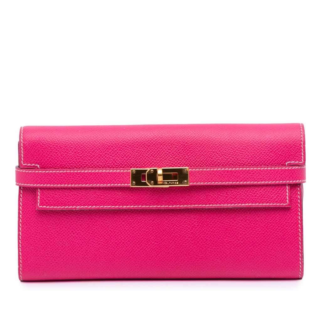 Hermès Epsom Kelly Longue Wallet Pink Leather Good condition - Front View