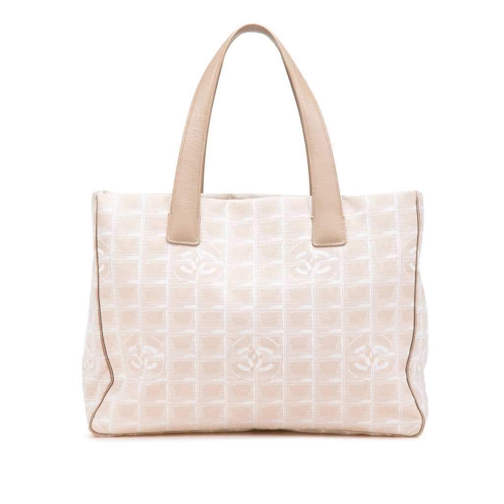 Chanel New Travel Line Nylon Tote Brown Good - Front View