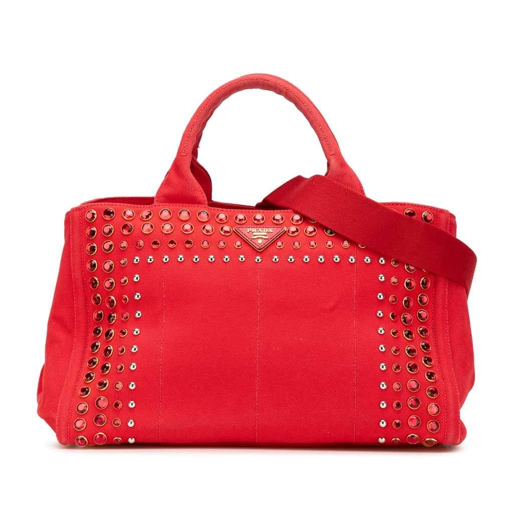 Prada Canvas Canapa Bijoux Satchel Red Good condition - Front View