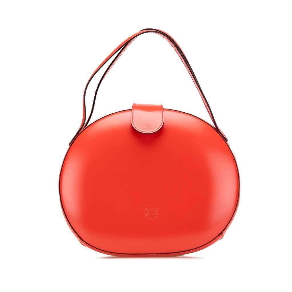 Loewe Anagram Leather Round Handbag Red Leather Good condition - Front View